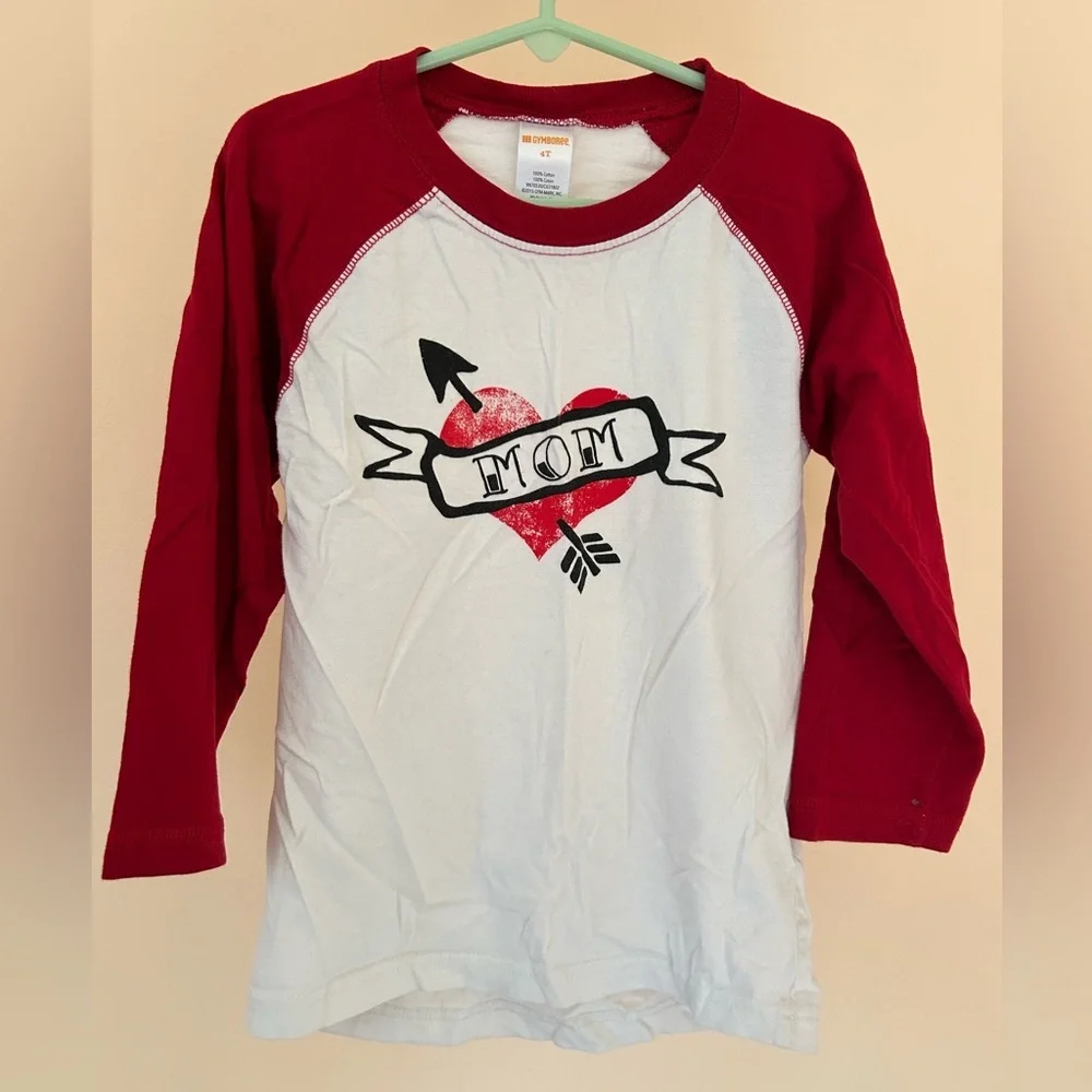 Gymboree Mom Heart Tattoo Graphic Long Sleeve Raglan Tee | Boy Size 4T